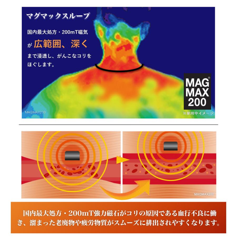 【送料無料】マグマックスループ 50cm 磁気ネックレス MAGMAX200 酷使して蓄積したつらい首・肩に つけるだけで血行改善 磁束密度200mT |  | 02