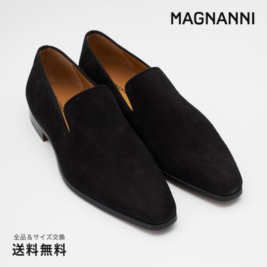 公式 MAGNANNI マグナーニ ブランド メンズ 靴 紳士靴 プレーントゥ スリッポン スエードブラック 革靴ビジネスシューズ 13273 BL/S｜magnanni