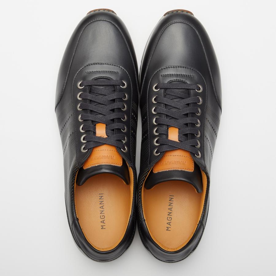 公式 マグナーニ 靴 クラシック レザースニーカー ブラック 革靴カジュアルシューズ 1845701BL :18457bl:MAGNANNI