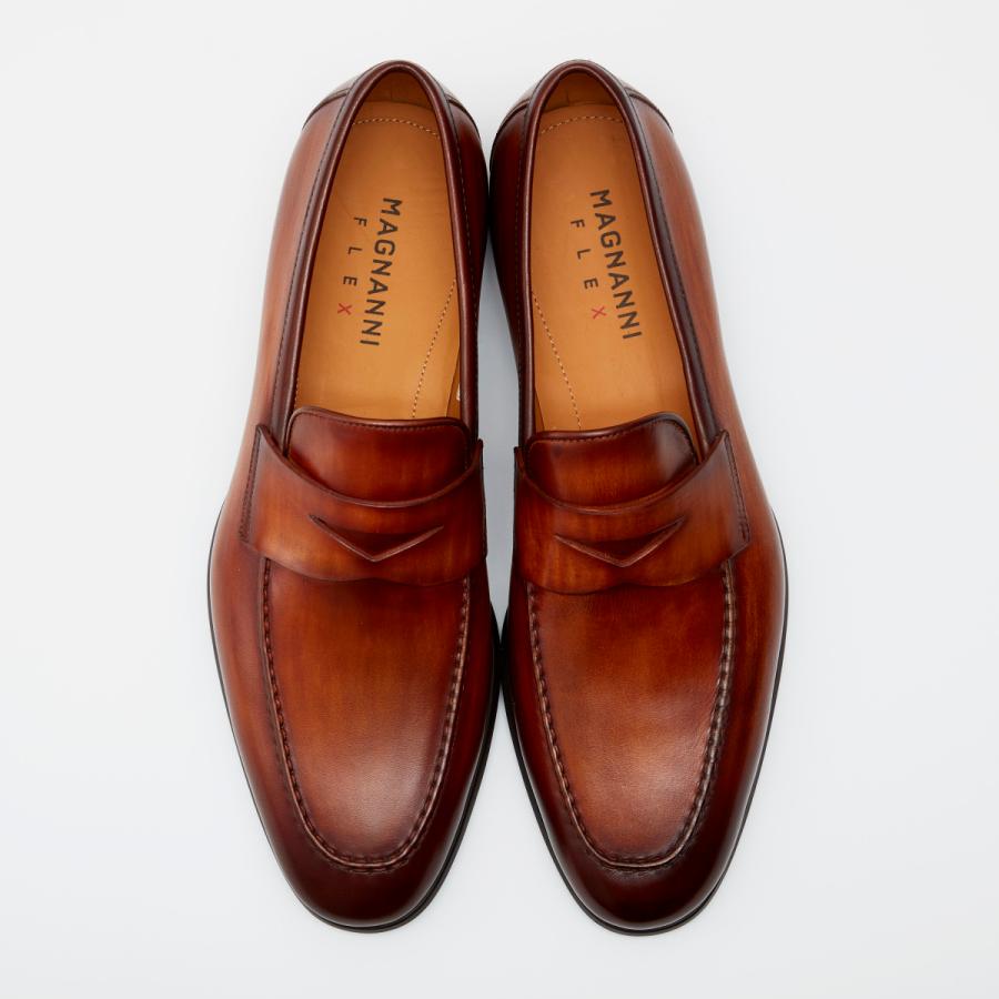 公式 マグナーニ 靴 フレックス コインローファー ブラウン 革靴 