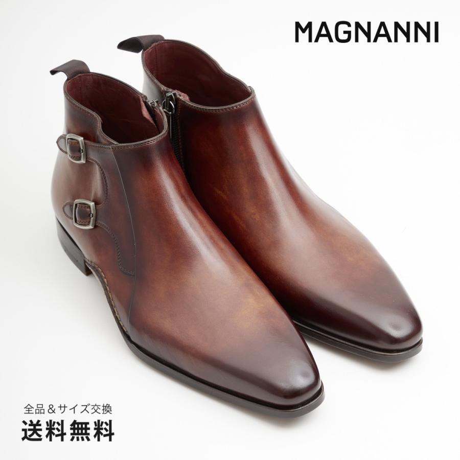 公式 マグナーニ 靴 オパンカ  ダブルモンク ショートブーツ ブラウン 革靴ビジネスシューズ  34141 BR 2021 A W 秋冬