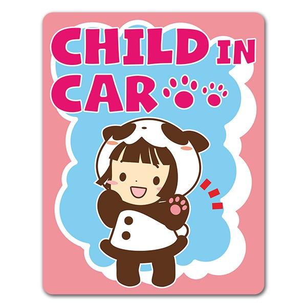 323円 特価品コーナー 車ステッカー 女の子着ぐるみ パンダ Child In Car チャイルドインカー 車マグネットステッカー ゆうパケット対応210円