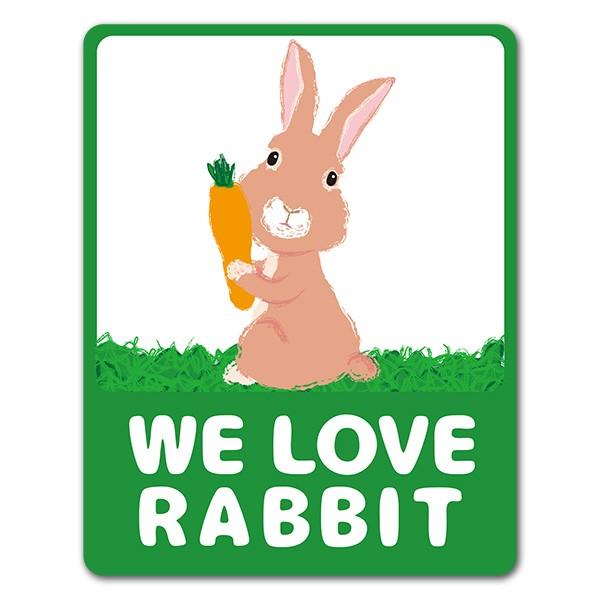 車ステッカー ネザーランド・ドワーフ WE LOVE RABBIT ラビットインカー ペットインカー 車マグネットステッカー  ゆうパケット対応210円〜｜magnetpark