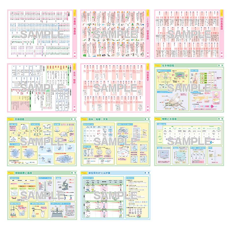 マグネットパーク×旺文社』おふろポスター 中学受験シリーズ　23枚セット マグネットパーク×旺文社 知育マグネット お風呂ポスター 中学
