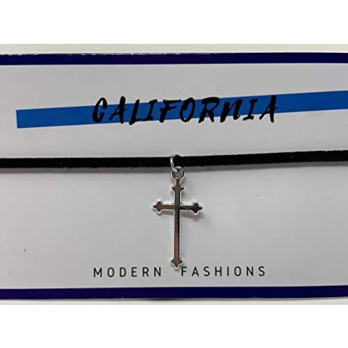 California Modern Fashions フェイクレザーチョーカー シルバークロスネックレス付き｜mago8go8｜03