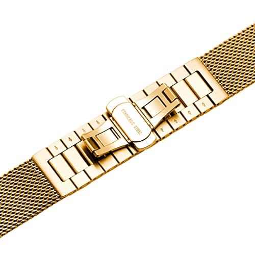 18mm ゴールド 時計バンド 交換 ベルト プッシュ D バックル 腕時計 ステンレス メッシュ ベルト メタルベルト 時計 レディース｜mago8go8｜06
