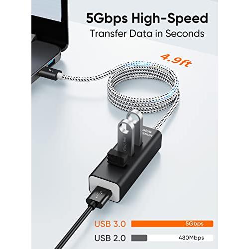 usb 3.0 ハブ,CableCreation 4ポートUSB 3.0 アルミ製データハブ + 1.4m 耐久性編組3.0延長ケーブル Mac /｜mago8go8｜03