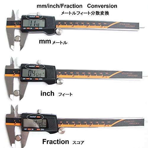Hyannes デジタルノギス150MM のぎすステンレス製 キャリパー測定ツール 大型液晶画面 インチ/MM/分数変換 内径測定 外径測定 深さ測定｜mago8go8｜03