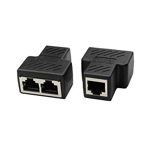 CERRXIAN RJ45ネットワークスプリッタアダプタ LANケーブル延長コネクタ LANイーサネットソケットコネクタアダプタ 二 股 分岐 ...