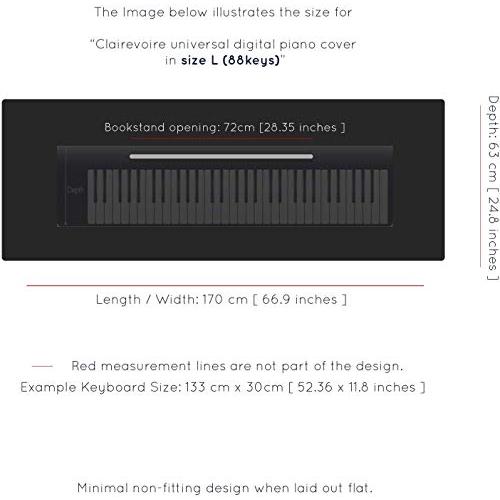 Clairevoireユニバーサルキーボード＆デジタルピアノダストカバー[エボニーブラック] 76~88キー用 防水| ブックスタンドオープニング|｜mago8go8｜02