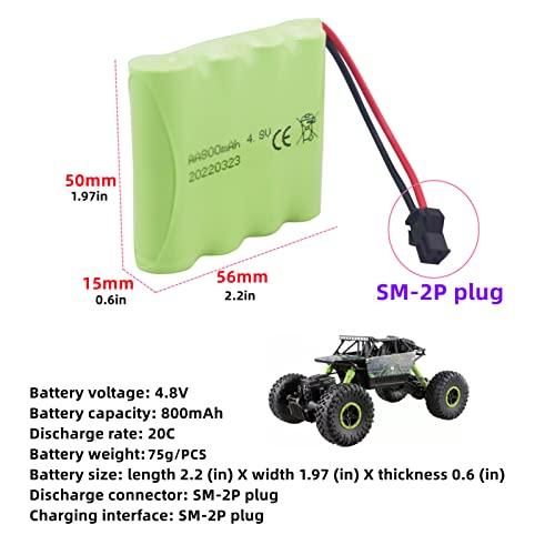 2PCS 4.8V 800mAh 充電式リモコンおもちゃの車のバッテリー SM2Pプラグ RCトラックスタントカーショベルおもちゃカーバッテリーとUS｜mago8go8｜02