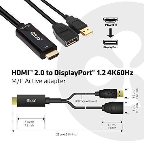Club3D HDMI Male オス to DisplayPort 1.2 Female メス アクティブ アダプタ USB給電付き 4K@60Hz｜mago8go8｜02