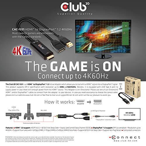 Club3D HDMI Male オス to DisplayPort 1.2 Female メス アクティブ アダプタ USB給電付き 4K@60Hz｜mago8go8｜04