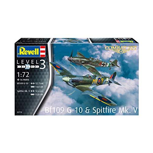 ドイツレベル 1/72 ドイツ空軍 メッサーシュミットBf109G-10 ＆ イギリス空軍 スピットファイア Mk.V 対戦セット プラモデル 037｜mago8go8｜02