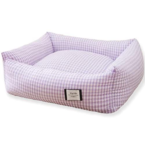 ペット用ベッド 角型 さらさら 柔らか ふわふわ 犬 猫 洗える (M, パープル) s458074028028420230507