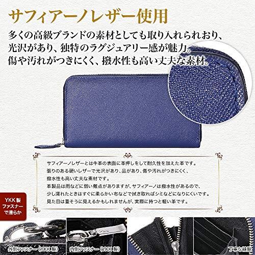 Thrive on 財布 メンズ 長財布 レディース 本革 YKK ラウンドファスナー サフィアーノレザー/大容量/セパレート小銭入れ (ブルー ×｜mago8go8｜05