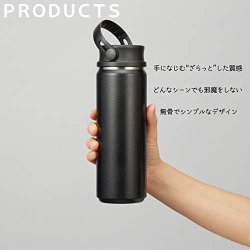 ゴーウェル Zalatto マグボトル 直飲み サーモ ステンレスボトル 真空断熱 保温 保冷 水筒 (ハンドル フック付き)M 500ml グレー｜mago8go8｜03