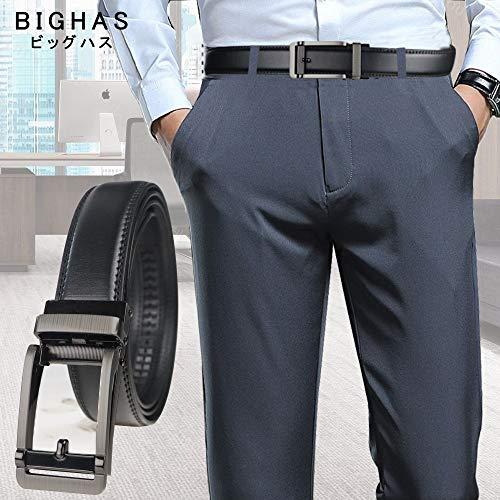 BIGHAS 幅3cm オートロック式ベルト ビジネス 紳士ベルト 無段階 メンズ スーツベルト 穴なし カジュアル おおきいサイズ (セット130c｜mago8go8｜02