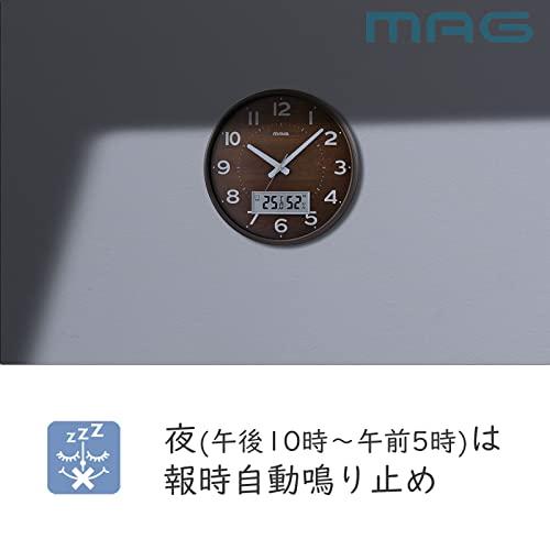 MAG(マグ) 掛け時計 電波時計 アナログ ゴーフル 温度 湿度 表示 夜間秒針停止機能付き ブラウン W-776BR-Z｜mago8go8｜06