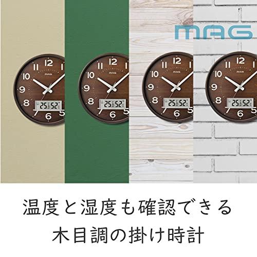 MAG(マグ) 掛け時計 電波時計 アナログ ゴーフル 温度 湿度 表示 夜間秒針停止機能付き ブラウン W-776BR-Z｜mago8go8｜07