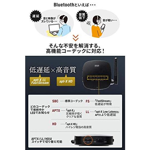 サンワダイレクト Bluetoothオーディオトランスミッター レシーバー apt-X LL/FastStream 低遅延 apt-X HD 3.5m｜mago8go8｜02