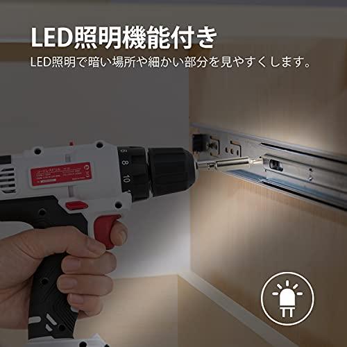 Prostormer 電動ドリル 12V 充電式 電動ドリルドライバー 電動ドライバー コードレス 正逆転切替 18+1段階トルク 最大30N.m 1｜mago8go8｜06