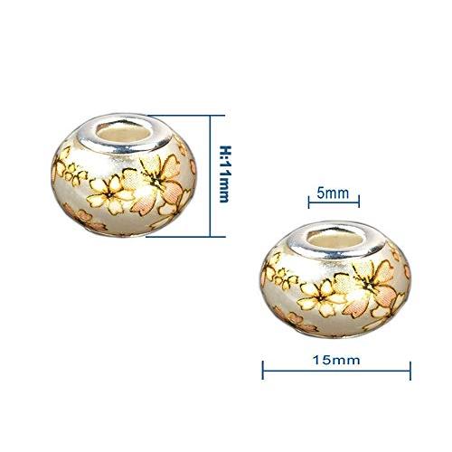 50ピース 15x11mm 日本カラー ペインティング 大きな穴 ガラスビーズ ミックスカラー シルバーブラス コア ヨーロピアンビーズ チャーム ブ｜mago8go8｜04