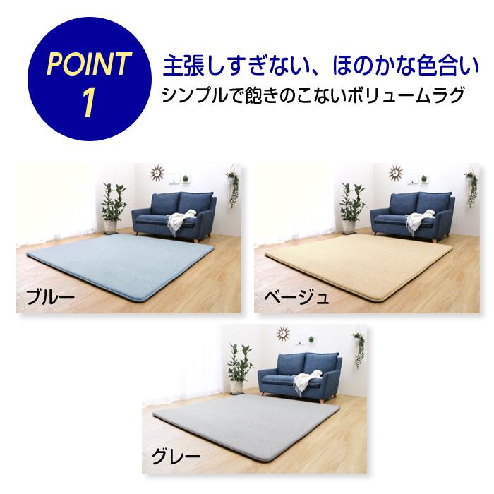 洗える 極厚 30mm ラグ 90×185 1畳 グレー 防音 カーペット すべり止め