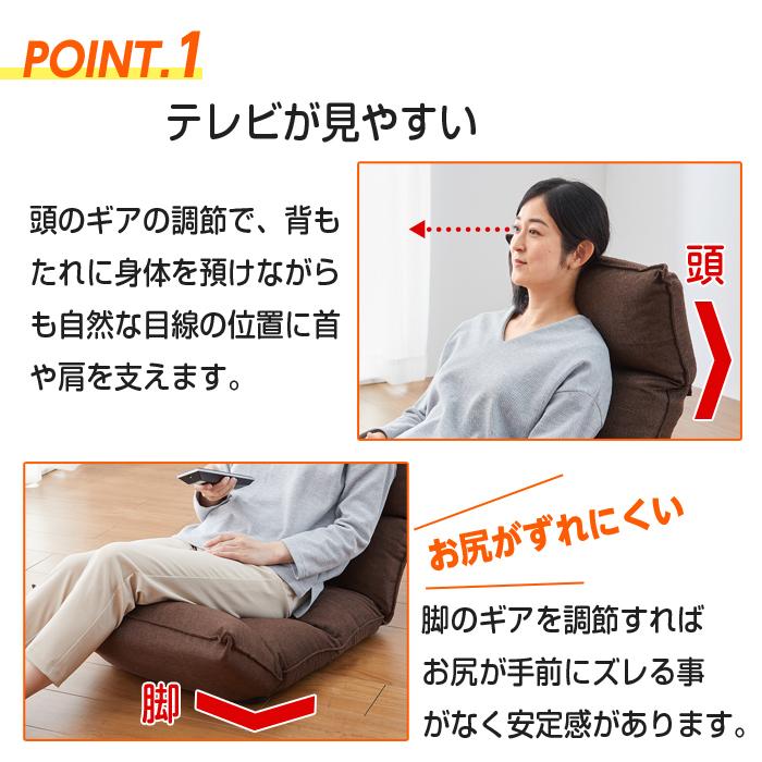 座椅子 低反発 背もたれ 14段階 リクライニング 座イス ネイビー 2脚組