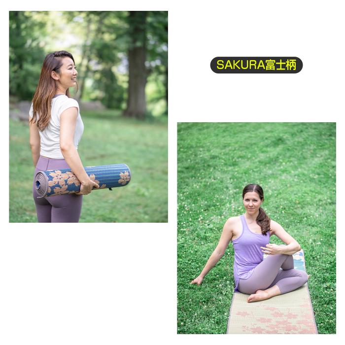イケヒコ 畳 ヨガマット い草 国産 60×180 6mm ネイティブ柄 桜富士柄