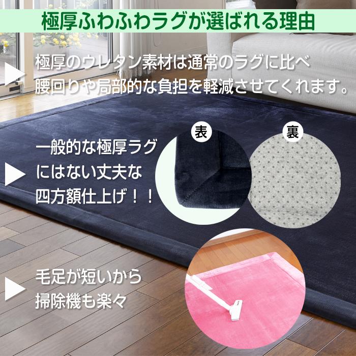 ラグ カーペット 厚手 25mm 極厚 ふわふわ 洗える ラグマット 3