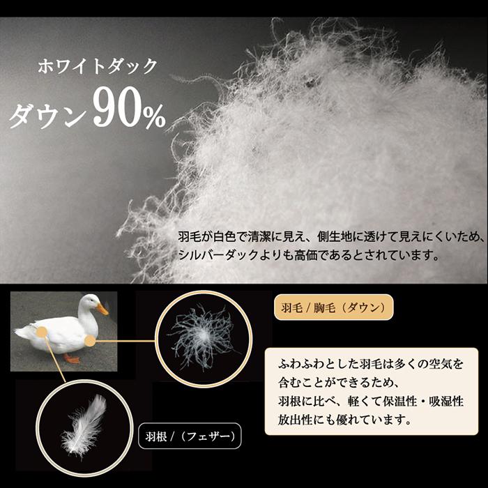 羽毛布団 ホワイトダックダウン 90％ クイーンロング 日本製 掛け布団