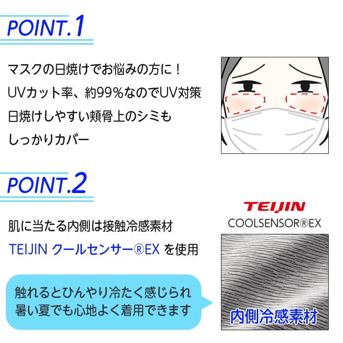 Sun Smile（サンスマイル） マスク UVカット 99% ひんやり 涼感 13×23