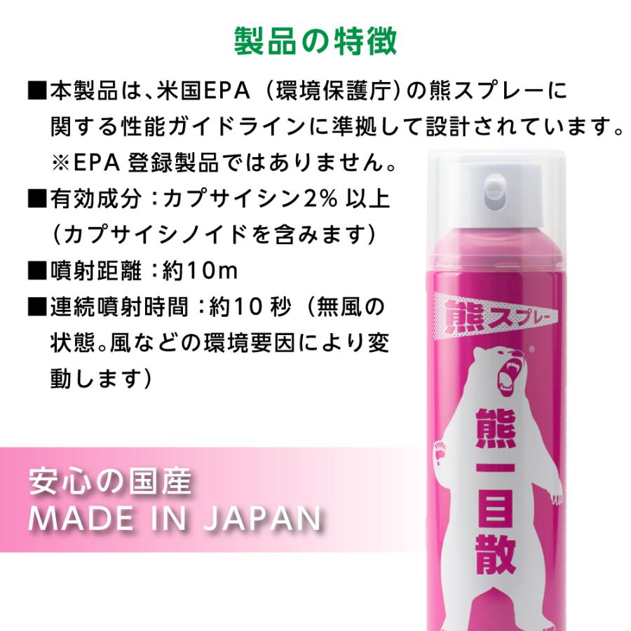 熊一目散 熊スプレー 熊撃退スプレー 280ml ホルダーなし 単品 国産