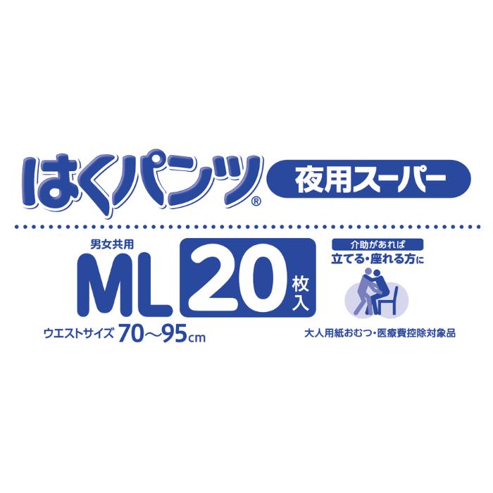 リフレ はくパンツ 夜用スーパー MLサイズ 20枚入 6回吸収  リハビリパンツ  尿漏れパンツ 男性 女性 災害　 | リフレ はくパンツ | 04