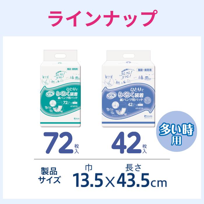 リフレ ひとりでらくらく装着紙パンツ用パッド 多い時用 42枚入 4回