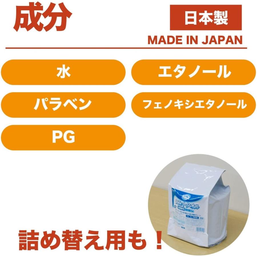 リフレ ウェットタオル 大判 厚手 ( 250枚 / バケツ 詰め替え用 ) 除菌