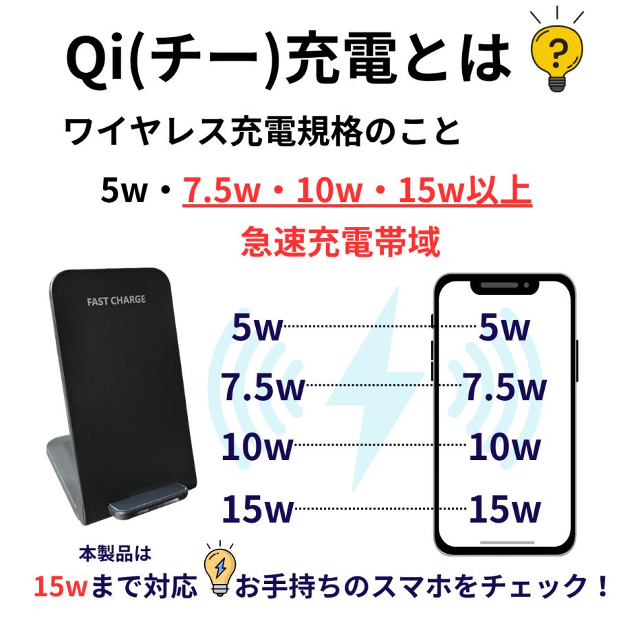 ワイヤレス充電器 iPhone 15W 卓上 スタンド Qi スマホ USB充電 折りたたみ 折り畳み｜magokoro-store-v｜02