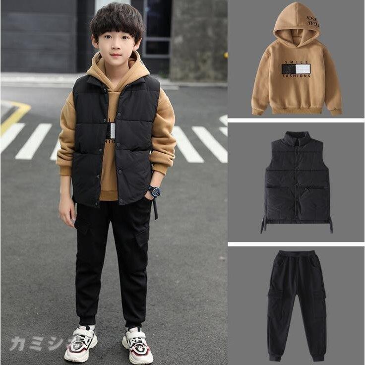 魅了 長袖tシャツ 秋 男の子 上下 キッズ ジャージ ロングパンツ おしゃれ 可愛い 暖かい 運動着 スポーツウェア 長ズボン Tシャツ パーカー 3点セット セットアップ 子供服 裏起毛 厚手 秋冬 長袖 上下 男子 キッズ ジャージ 子ども服