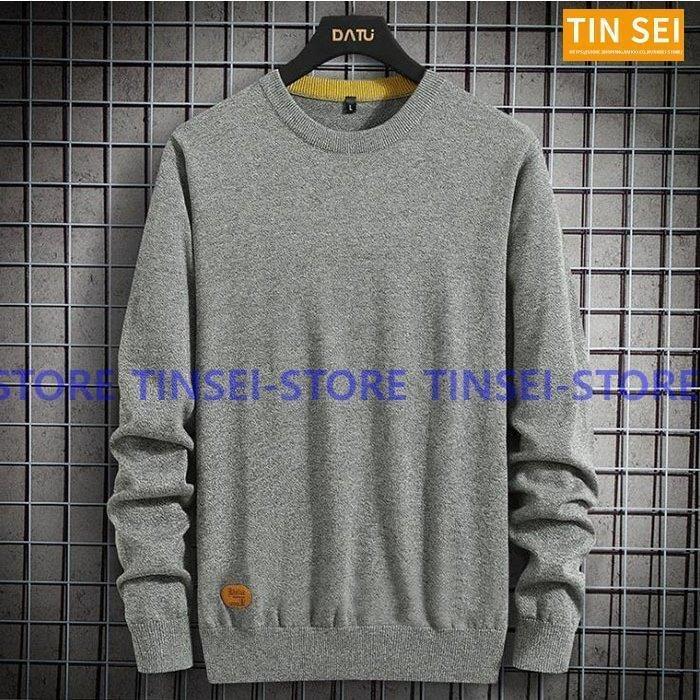 ニット セーター 編上げ タイト 細身 メンズ コットンセーター 綿 白黒紺 毎週更新