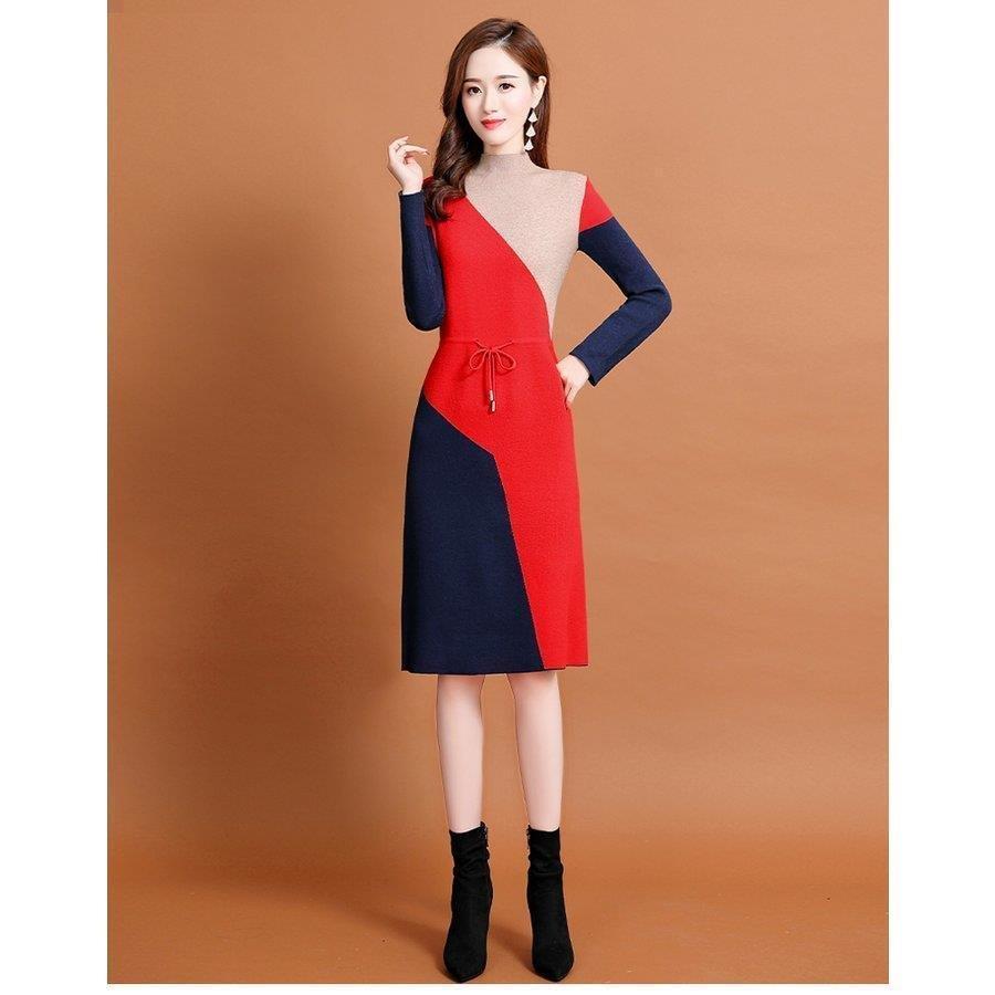 オンライン 通販 ニットワンピース 膝丈 長袖 ニット レディース ロングセーター トップス 春 秋冬 新作 ニットソー ゆったり Uネック カジュアル 30代 40代 50代 安い 買う なら Www Superavila Com