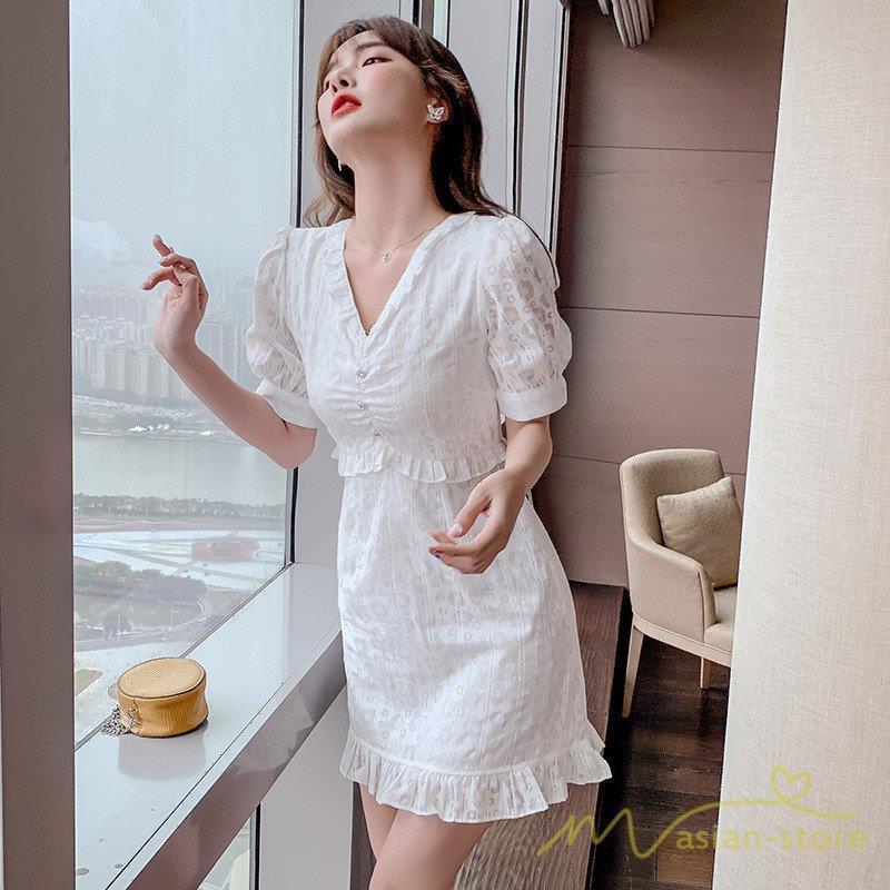 ワンピース 半袖 レディース 春 夏 ミニワンピース ｖネック ワンピース 白 ショート丈ワンピース きれいめ 上品 女性着 レディースファッション エレガント Xrxj E Magokoro 通販 Yahoo ショッピング
