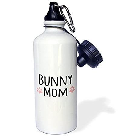 3drose Bunny Mom 女性ラビット愛好家と女の子のペットオーナー かわいいガーリーピンクの足跡プリント スポーツウォーターボトル 21並行輸入品 新品入荷