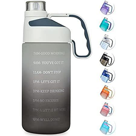 【お気にいる】 JINLIBUS Half Gallon Water Bottle with Time Marker& Removable Straw Leakpro並行輸入品 ウォータージャグ