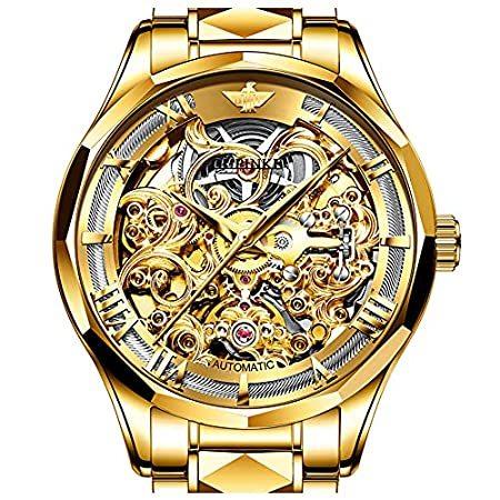 お気に入り Skeleton Crys並行輸入品 Sapphire Winding- -Self Gold Watches Men Mechanical Automatic 腕時計