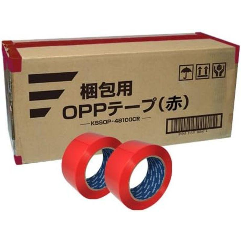 SEIWA　カラーOPPテープ　48mm×100m巻（赤）50巻入