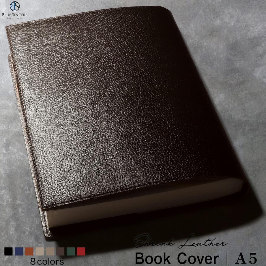 BLUE SINCERE ブックカバー a5 本革 レザー シンプル しおり付き BLUE SINCERE ブックカバー a5 本革 レザー シンプル しおり付き