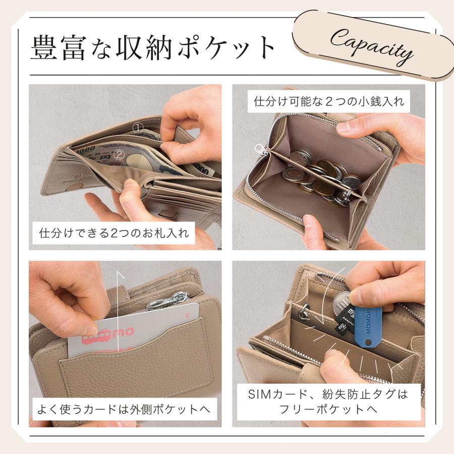 BLUE SINCERE 二つ折り財布 レディース 本革 コンパクト 大容量 BLUE SINCERE 二つ折り財布 レディース 本革 コンパクト 大容量