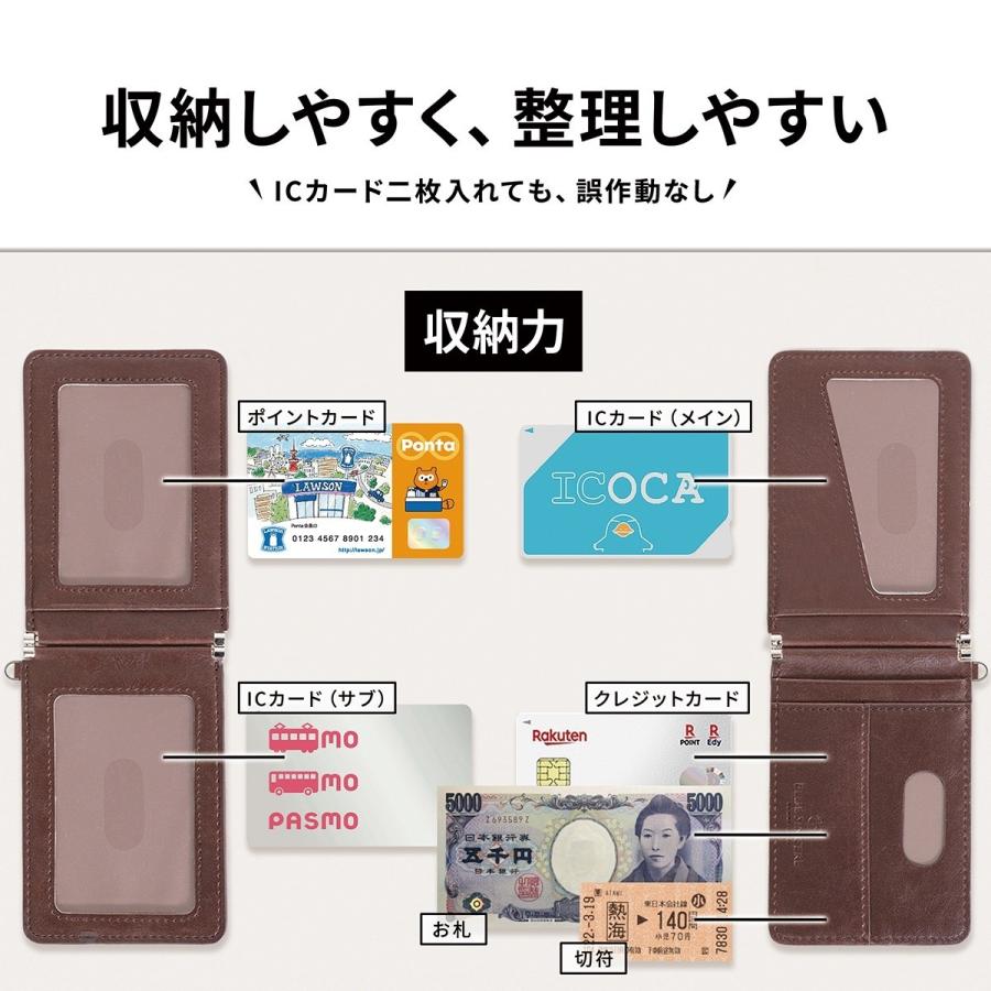 パスケース メンズ 定期入れ 二つ折り 革 レディース ブランド 2枚 両面 薄型 カードケース IC ID 免許証 学生 社会人 男子 エラー防止 icカード2枚 3枚  PC-1｜magokoroya-yahuu｜19