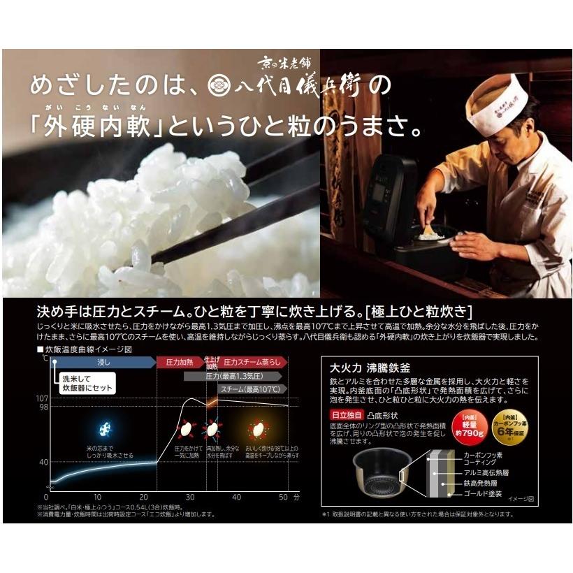 品質一番の 日立 RZ-W100FM-K IH炊飯器 漆黒 ブラック 圧力スチーム